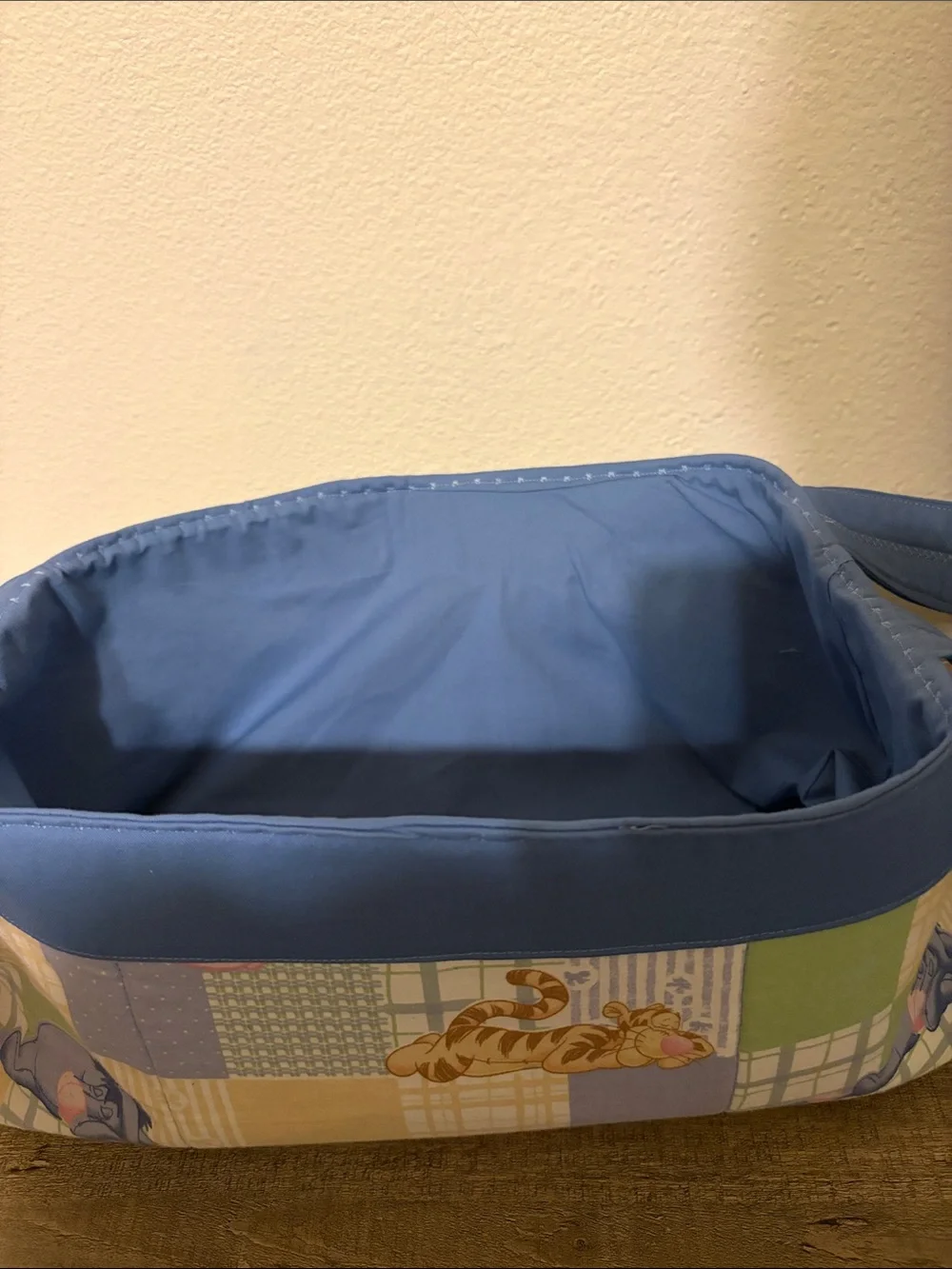 Blue Patchwork Nursery tote with Winnie the Pooh Print